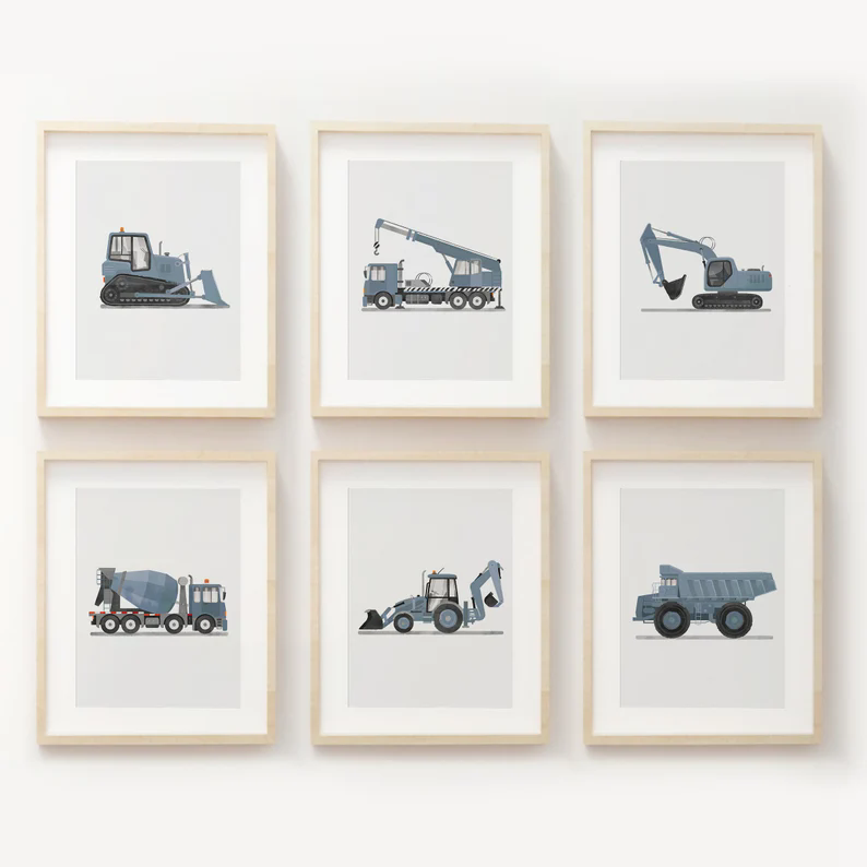 Heavy Equipment Background - Soluk mavi karikatür iş makinesi ulaşım