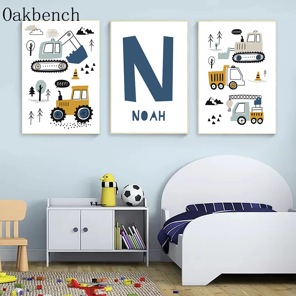 Heavy Equipment Background - Özel ad posteri ekskavatör kreş posterler