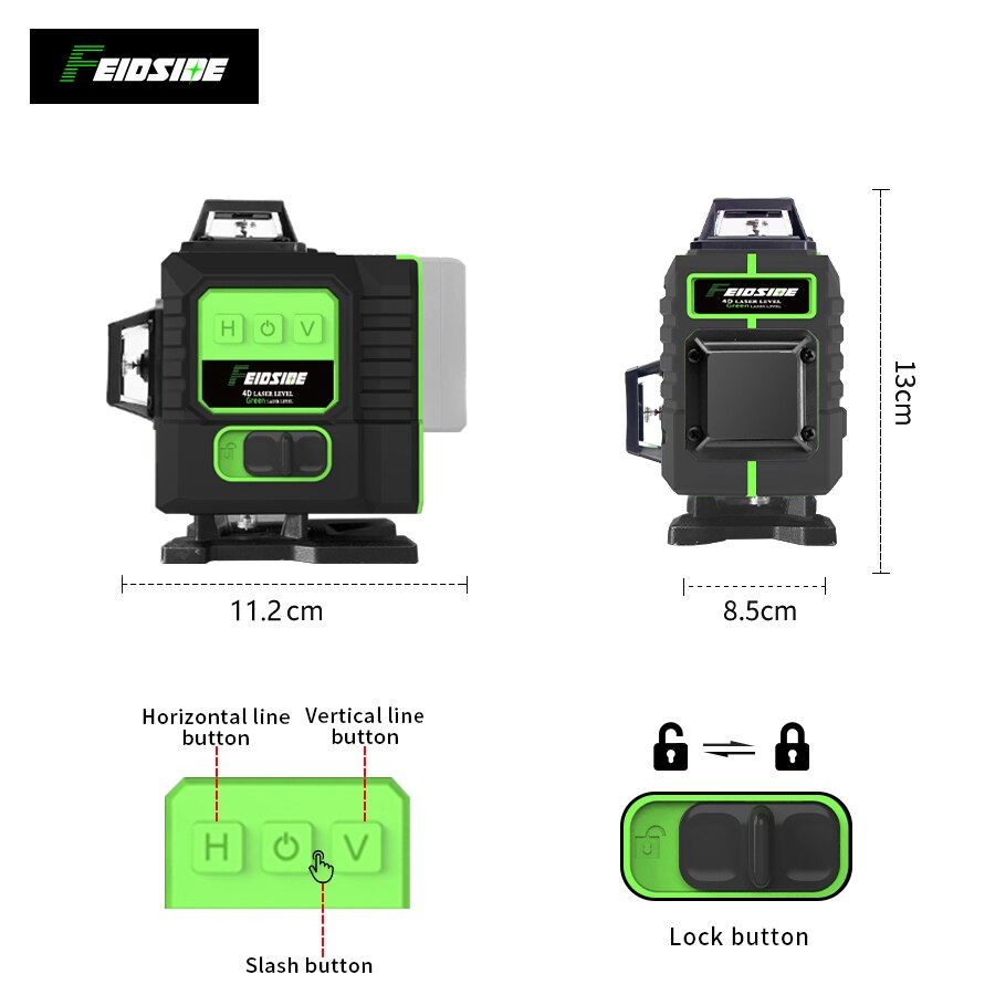 FEIDSIDE 16/12 Çizgili Yeşil L - Laser Level Rotary incelemesi ve fiyatı