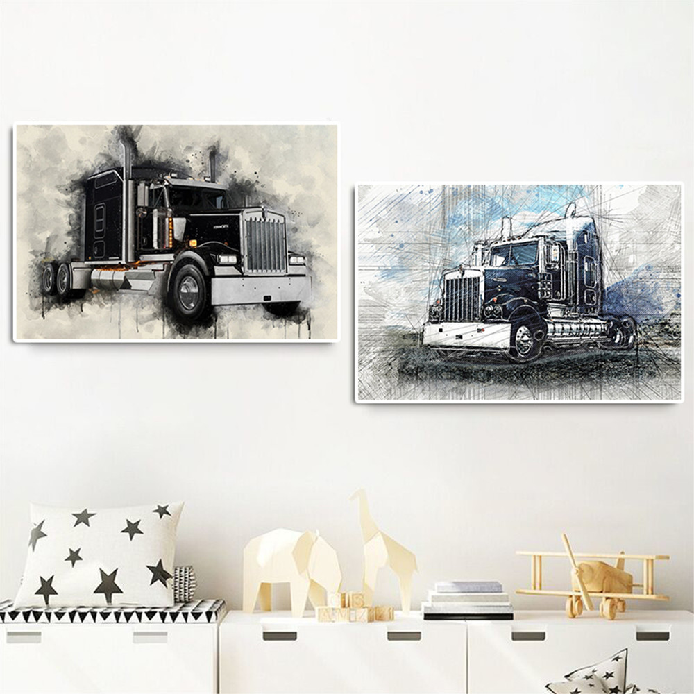 Soyut kamyon suluboya Poster v - Heavy Equipment Background incelemesi ve fiyatı