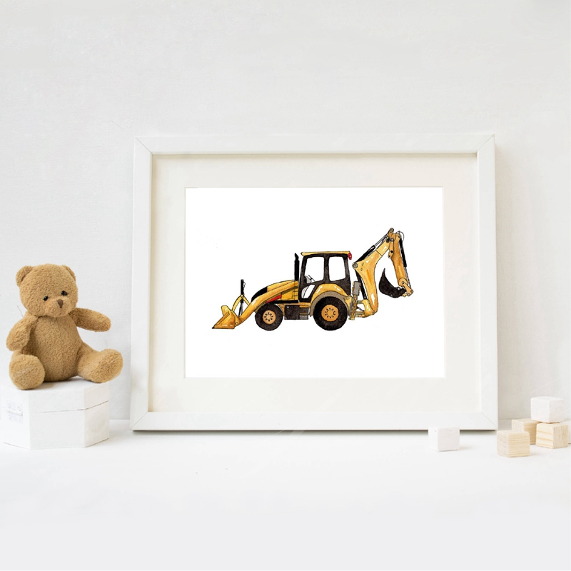 Inşaat araç suluboya Boys duva - Heavy Equipment Background incelemesi ve fiyatı