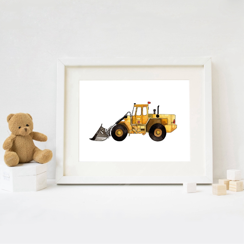 Inşaat araç suluboya Boys duva - Heavy Equipment Background incelemesi ve fiyatı