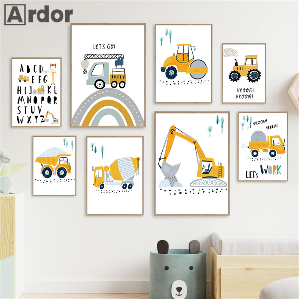 Çocuk Posteri Karikatür Traktö - Heavy Equipment Background incelemesi ve fiyatı