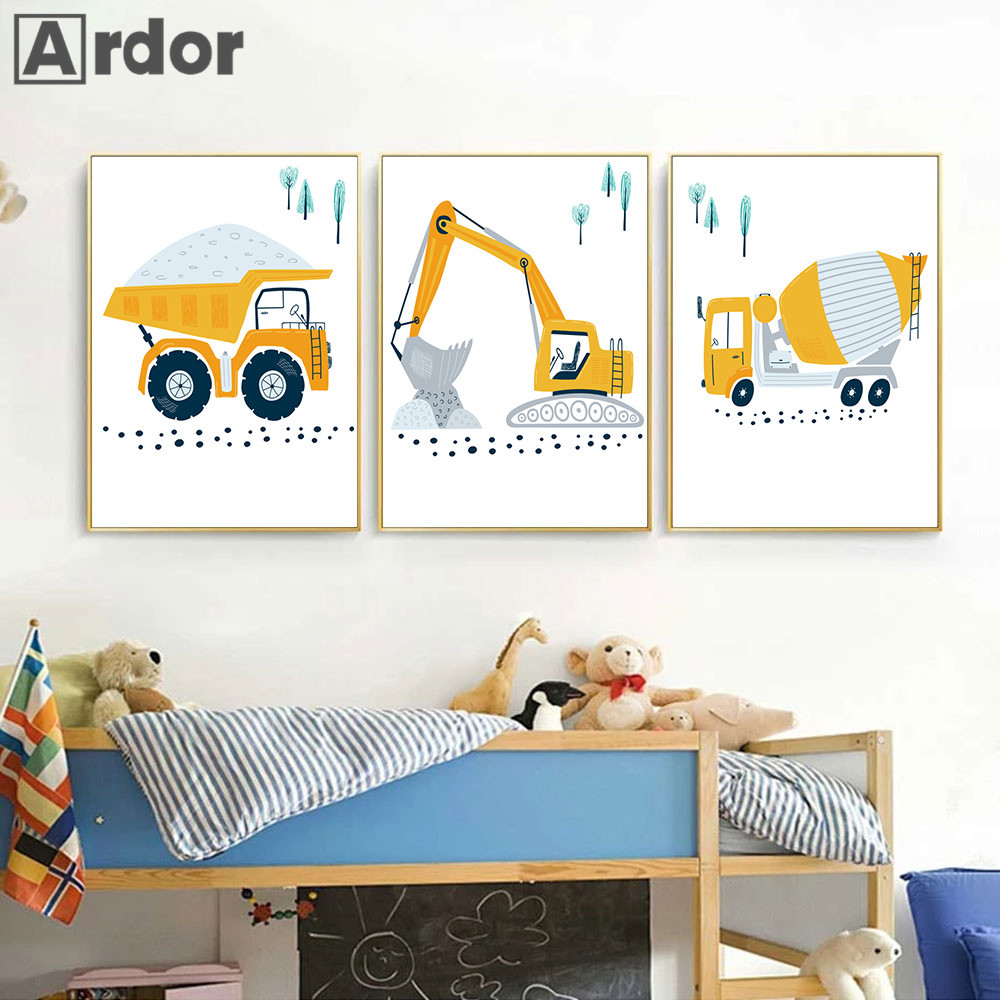 Çocuk Posteri Karikatür Traktö - Heavy Equipment Background incelemesi ve fiyatı
